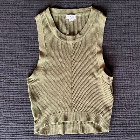 Garage Olive Ribbed Knit CropTop - Picture 1 of 3